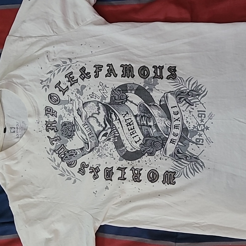 White Shirt With Grey And Sliver Unique Print